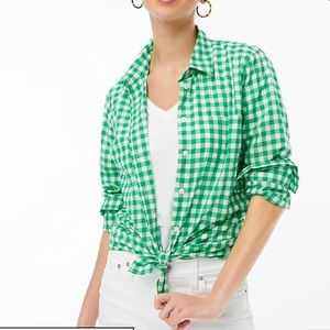 J. Crew green Gingham lightweight button down shirt